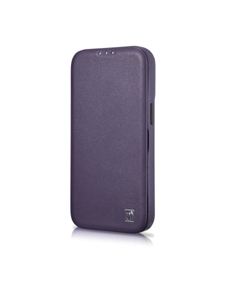 
Odinis dėklas iPhone 14 su magnetiniu atvartu MagSafe CE Premium Leather violetinė
