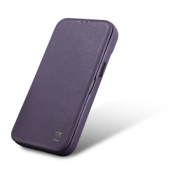 
Odinis dėklas iPhone 14 su magnetiniu atvartu MagSafe CE Premium Leather violetinė
