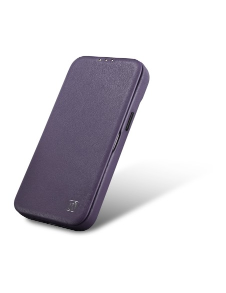 
Odinis dėklas iPhone 14 su magnetiniu atvartu MagSafe CE Premium Leather violetinė
