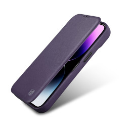 
Odinis dėklas iPhone 14 su magnetiniu atvartu MagSafe CE Premium Leather violetinė
