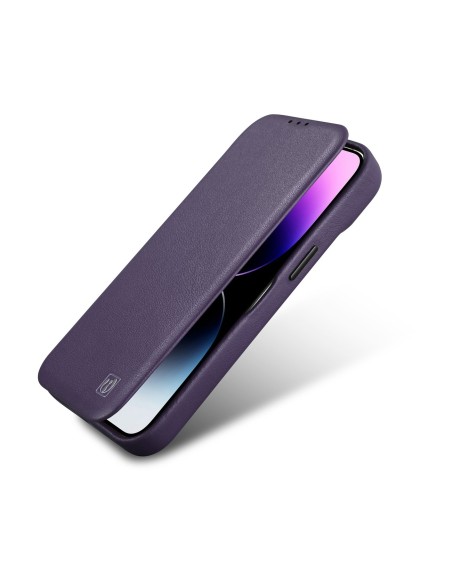 
Odinis dėklas iPhone 14 su magnetiniu atvartu MagSafe CE Premium Leather violetinė
