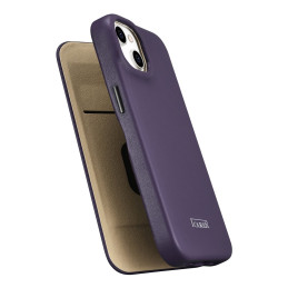 
Odinis dėklas iPhone 14 su magnetiniu atvartu MagSafe CE Premium Leather violetinė
