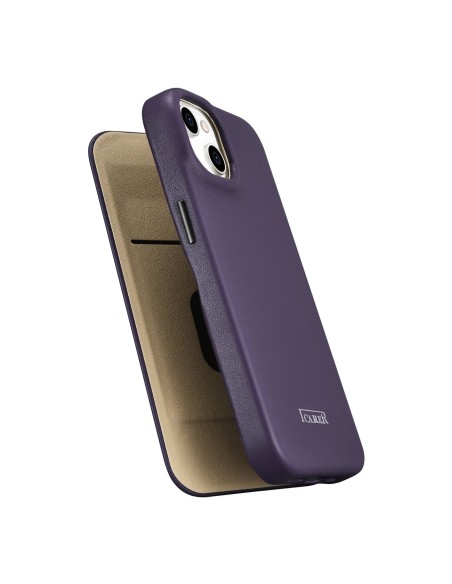 
Odinis dėklas iPhone 14 su magnetiniu atvartu MagSafe CE Premium Leather violetinė
