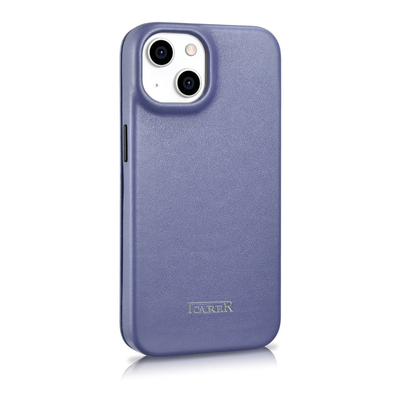 Odinis iPhone 14 dėklas su magnetiniu atvartu MagSafe CE Premium Leather šviesiai violetinis