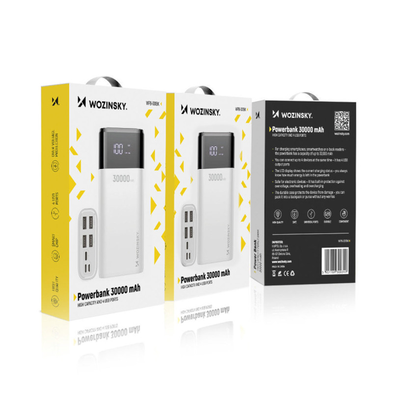 Powerbank 30000mAh Li-Po 4 x USB su LCD ekranu...