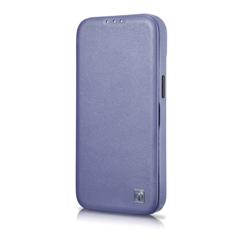 Odinis iPhone 14 dėklas su magnetiniu atvartu MagSafe CE Premium Leather šviesiai violetinis