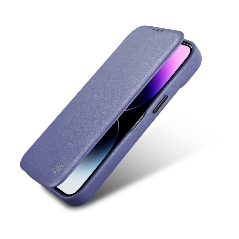Odinis iPhone 14 dėklas su magnetiniu atvartu MagSafe CE Premium Leather šviesiai violetinis