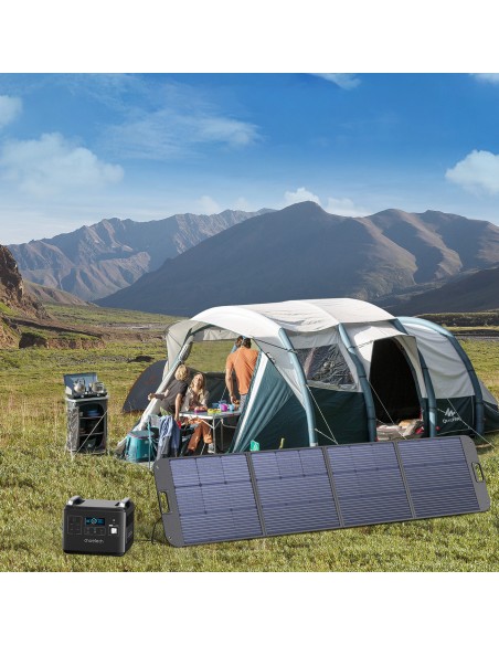 Saulės saulės įkroviklis 200W nešiojamas saulės skydelis juodas Saulės saulės įkroviklis 200W nešiojamas saulės skydelis juodas