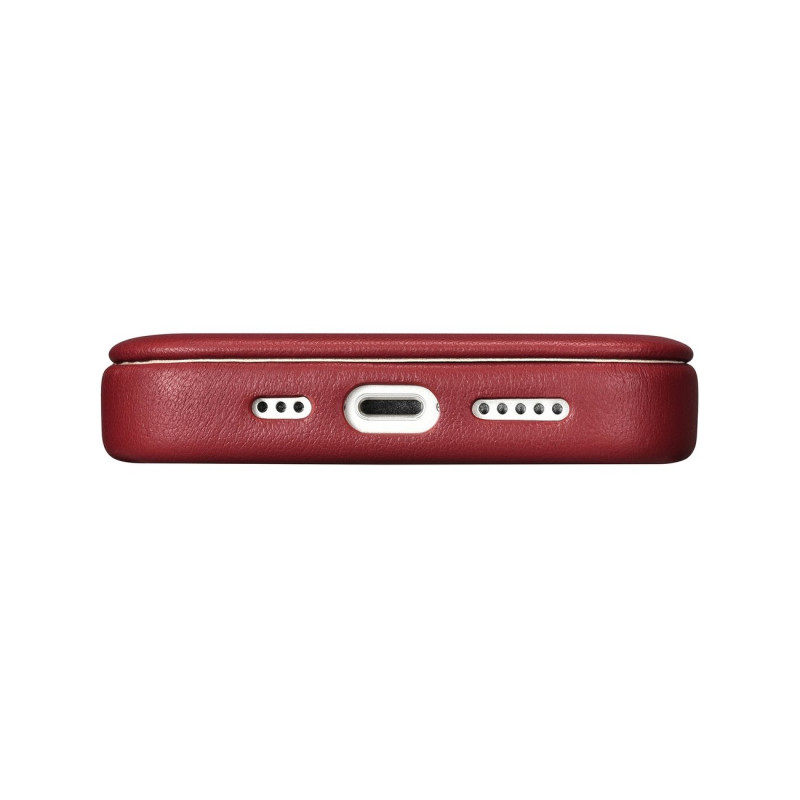 Odinis dėklas iPhone 14 Pro su magnetiniu atvartu MagSafe CE Premium Leather bordo spalvos