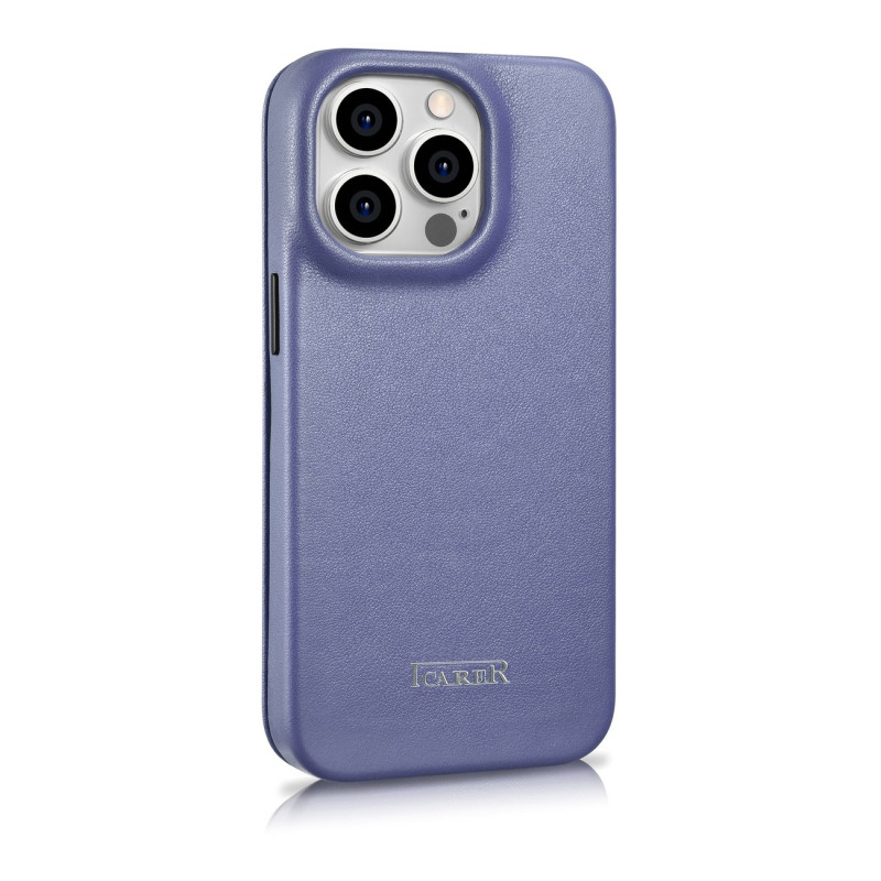 iPhone 14 Pro magnetinis atverčiamas dėklas MagSafe CE Premium Leather šviesiai violetinis