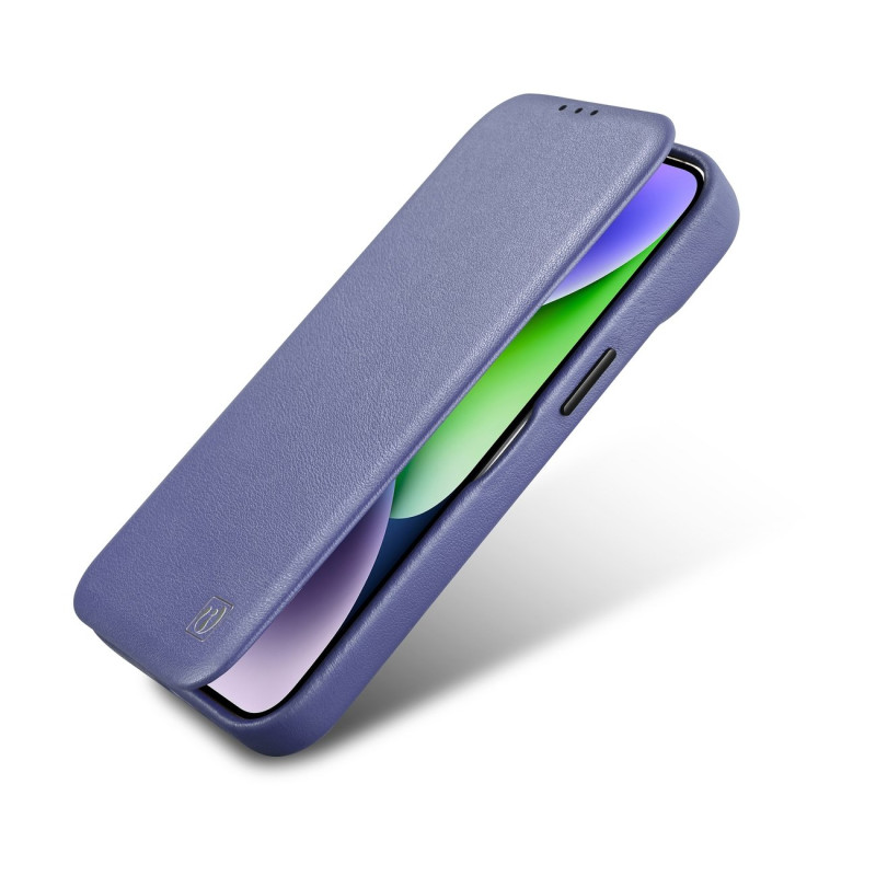 iPhone 14 Pro magnetinis atverčiamas dėklas MagSafe CE Premium Leather šviesiai violetinis