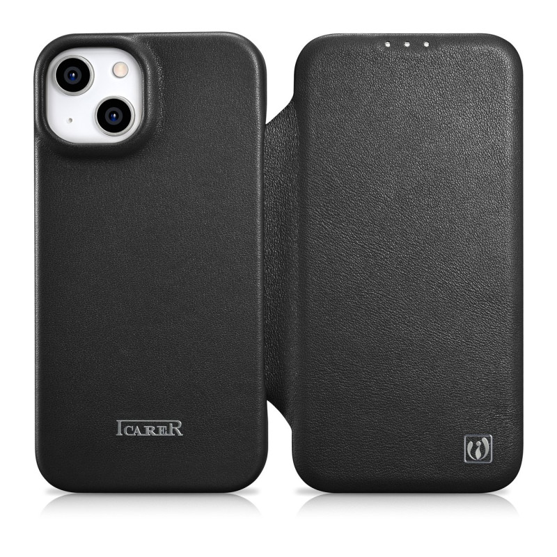 
Odinis dėklas iPhone 14 Plus su magnetiniu atvartu MagSafe CE Premium Leather juoda
