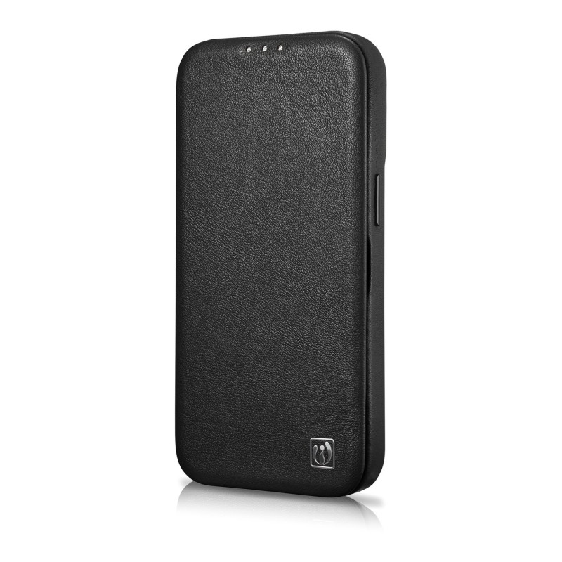 Odinis dėklas iPhone 14 Plus su magnetiniu atvartu MagSafe CE Premium Leather juoda