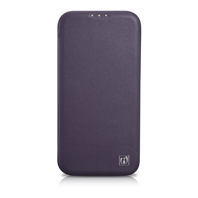 Odinis dėklas iPhone 14 Plus su magnetiniu atvartu MagSafe CE Premium Leather violetinė