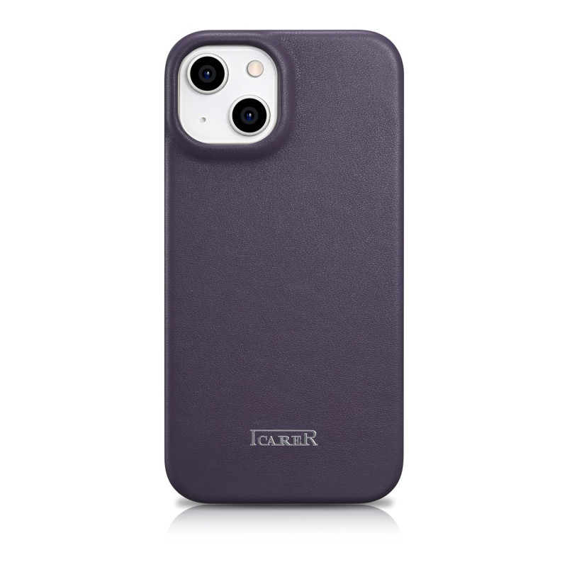Odinis dėklas iPhone 14 Plus su magnetiniu atvartu MagSafe CE Premium Leather violetinė