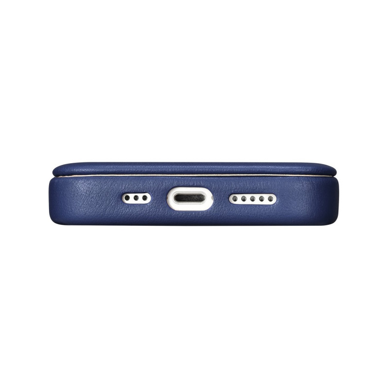 Odinis dėklas iPhone 14 Plus su magnetiniu atvartu MagSafe CE Premium Oda mėlyna