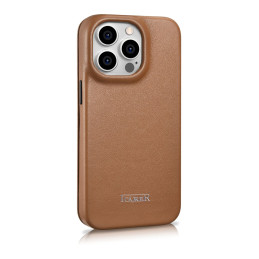 
Odinis dėklas iPhone 14 Pro Max su magnetiniu atvartu MagSafe CE Premium Leather šviesiai rudos spalvos

