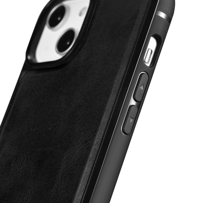 Natūralia oda aptrauktas dėklas skirtas iPhone 14 Leather Oil Wax juodas