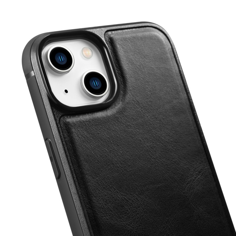 Natūralia oda aptrauktas dėklas skirtas iPhone 14 Leather Oil Wax juodas