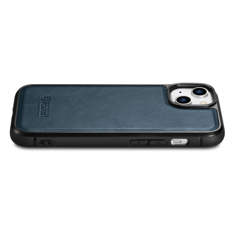 Natūralios odos dėklas skirtas iPhone 14 Leather Oil Wax, tamsiai mėlynas