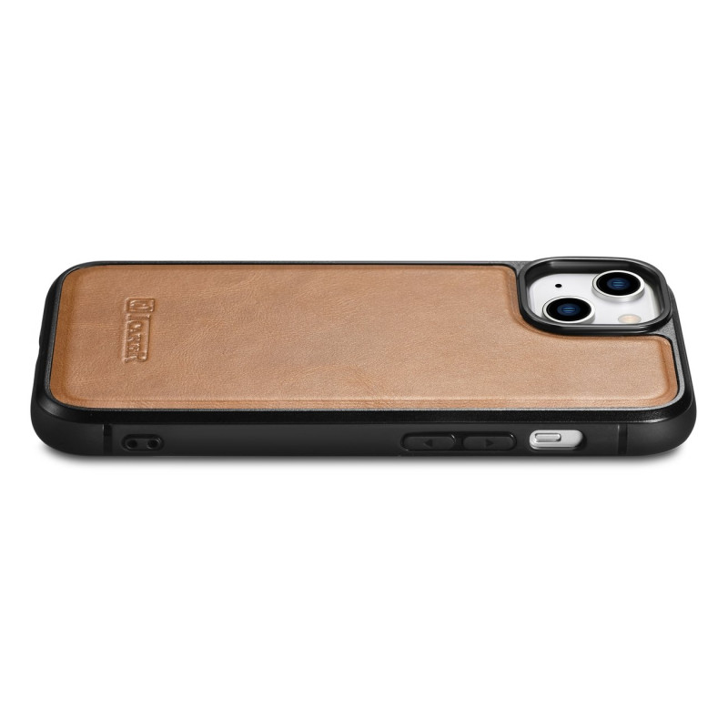 Natūralios odos dėklas skirtas iPhone 14 Leather Oil Wax, šviesiai rudas