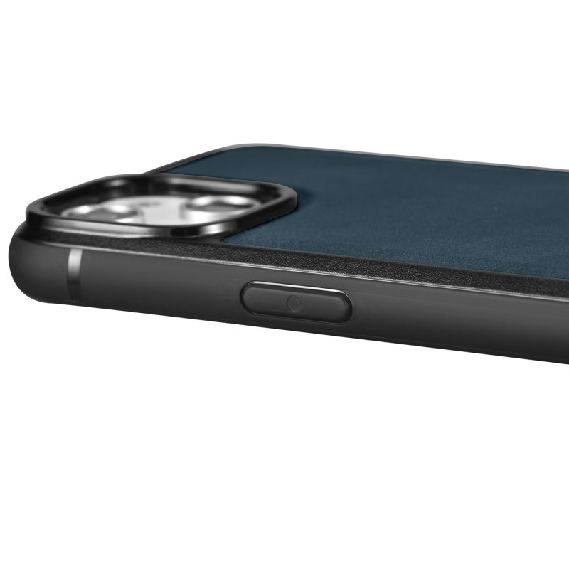Natūralia oda aptrauktas dėklas skirtas iPhone 14 Pro Leather Oil Wax, tamsiai mėlynas