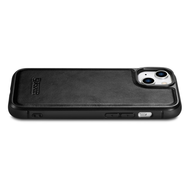 Natūralia oda aptrauktas dėklas skirtas iPhone 14 Plus Leather Oil Wax juodas