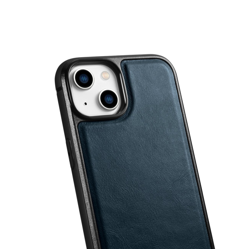 Natūralios odos dėklas skirtas iPhone 14 Plus Leather Oil Wax, tamsiai mėlynas