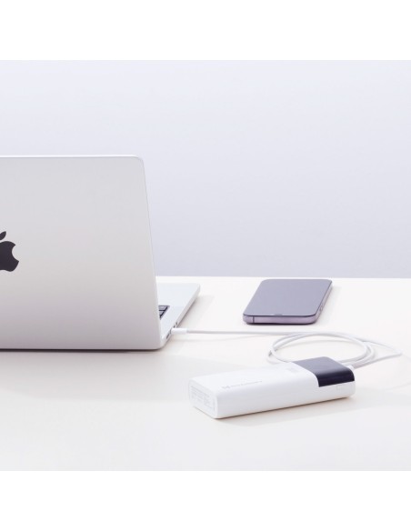 Powerbank 30000mAh Li-Po 4 x USB su LCD ekranu 2 A baltas