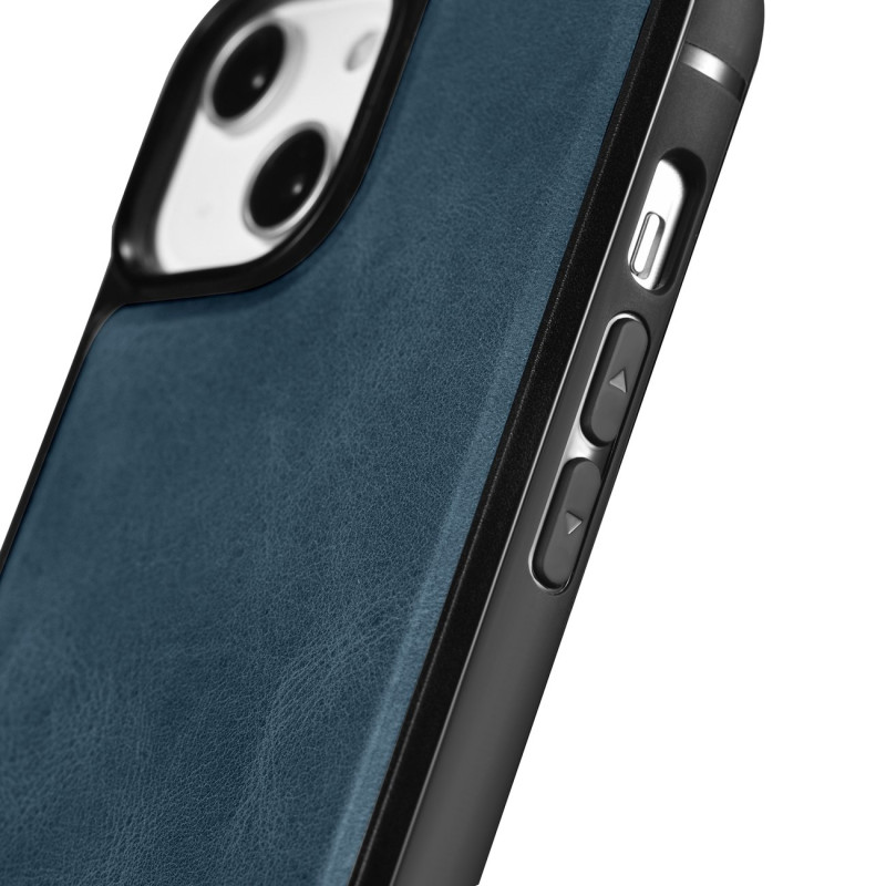 Natūralios odos dėklas skirtas iPhone 14 Pro Max Leather Oil Wax, tamsiai mėlynas