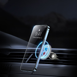 Magnetinis automobilinis išmaniojo telefono laikiklis ventiliacijos grotelėms C01 pilka