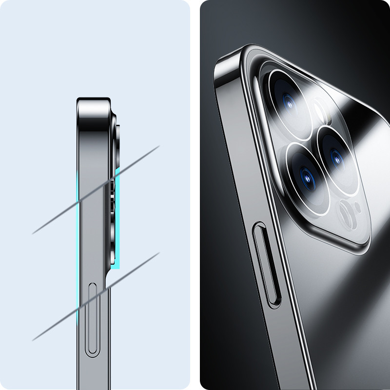 Dėklas iPhone 14 Pro su metaliniu rėmeliu 14Q Case juodas
