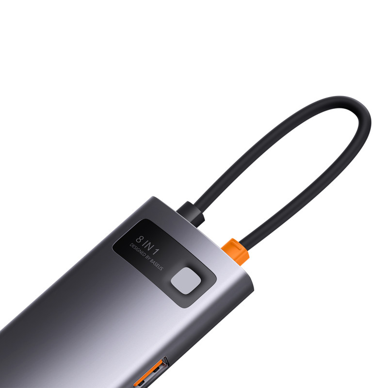 8 viename HUB adapteris StarJoy USB-C į USB-C PD 3x USB-A HDMI RJ-45 SD TF pilka