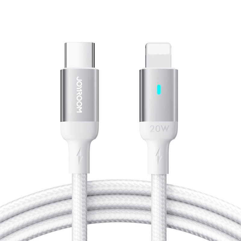 
USB-C – žaibo kabelis su LED indikatoriumi 20W A10 Serija 1,2 m baltas
