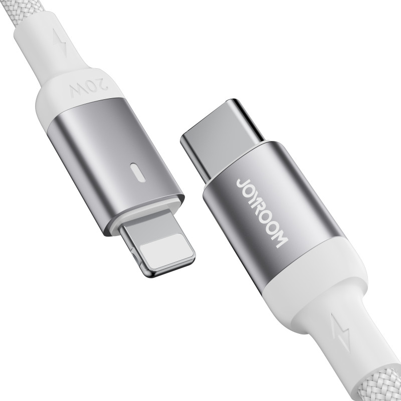 USB-C – žaibo kabelis su LED indikatoriumi 20W A10 Serija 1,2 m baltas