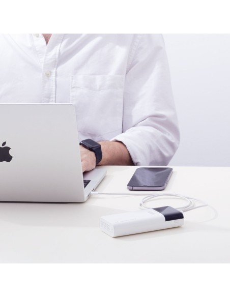 Powerbank 30000mAh Li-Po 4 x USB su LCD ekranu 2 A baltas