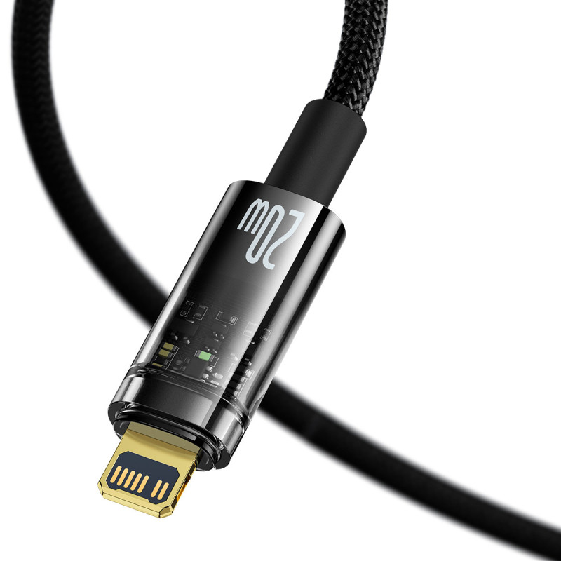 Explorer serijos laidas USB-C laidas iPhone Lightning 20W 2m juodas