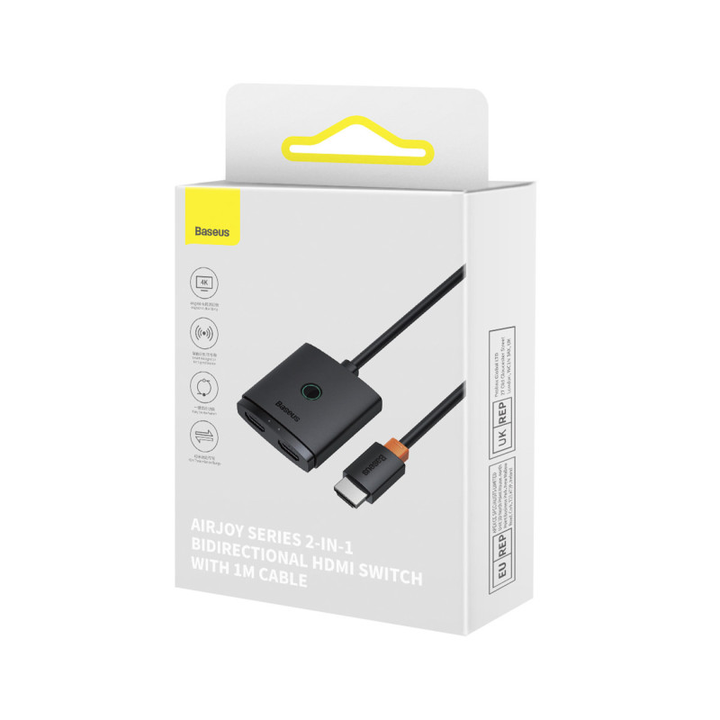 2in1 adapteris HDMI skirstytuvas 4K 60Hz dvikryptis AirJoy 1m juodas