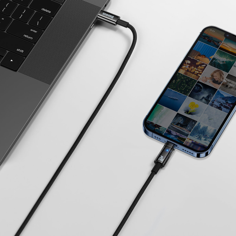 Explorer serijos laidas USB-C laidas iPhone Lightning 20W 2m juodas