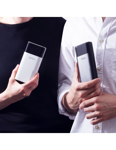 Powerbank 30000mAh Li-Po 4 x USB su LCD ekranu 2 A baltas