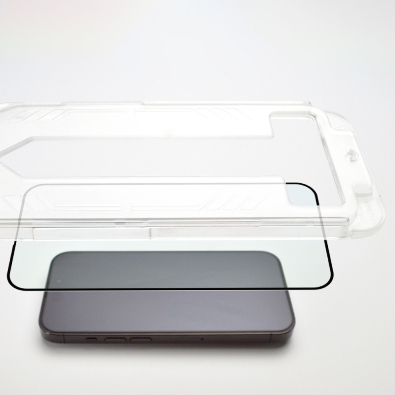 9H grūdintas stiklas su tvirtinimo rėmeliu iPhone 14 Plus Premium Glass, juodas