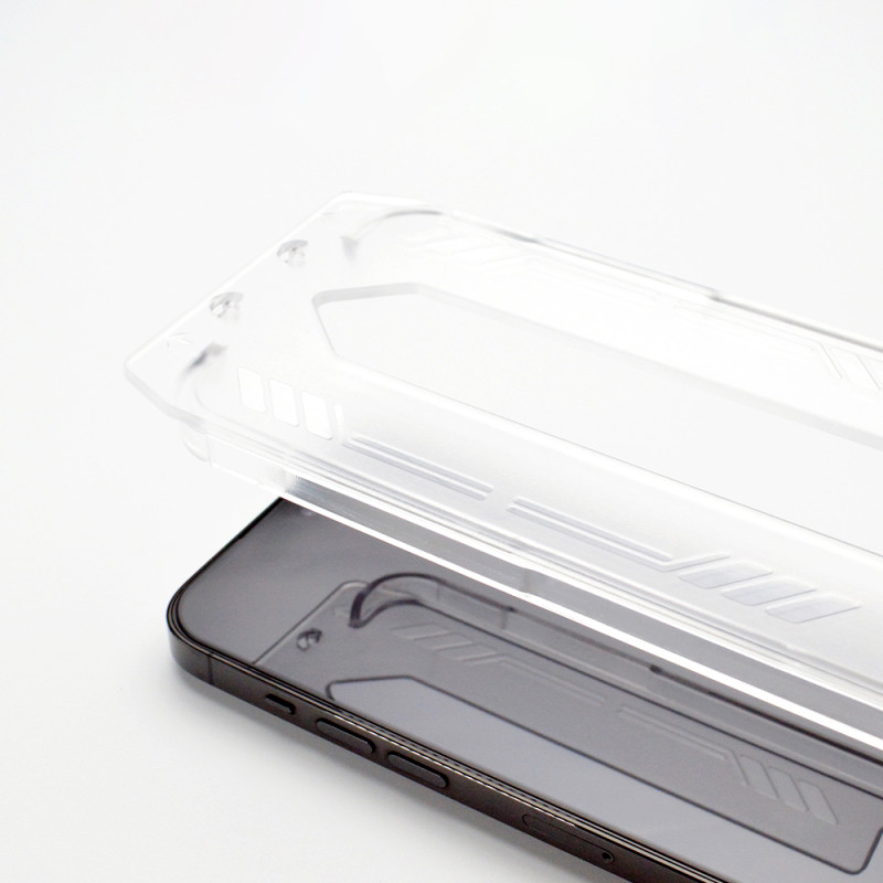 9H grūdintas stiklas su tvirtinimo rėmeliu iPhone 14 Plus Premium Glass, juodas