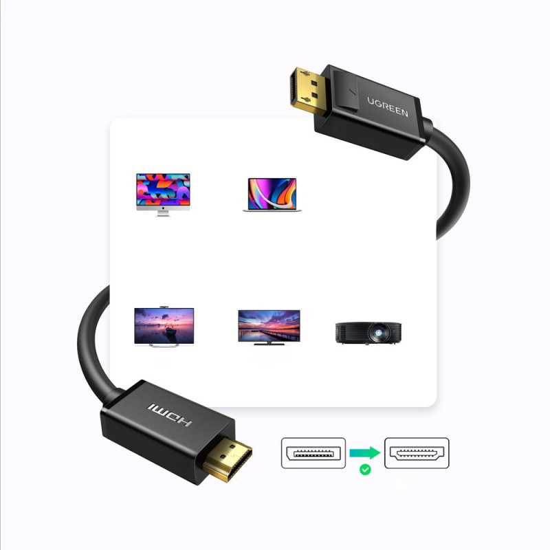 DisplayPort – HDMI 4K HDR 3D kabelis, 3 m, juodas