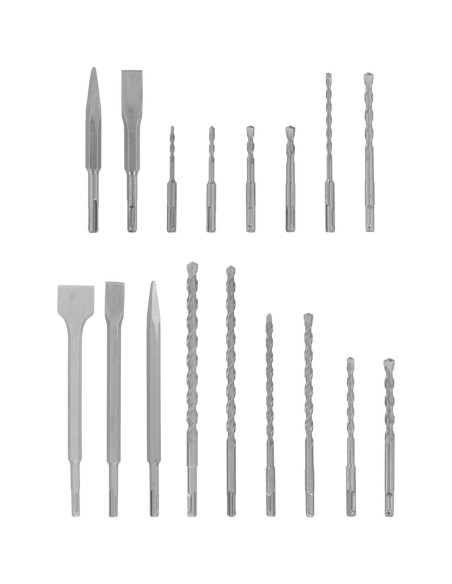 Betono kaltinių grąžtų rinkinys SDS PLUS sk. 5-14mm - 17 vnt. Betono kaltinių grąžtų rinkinys SDS PLUS sk. 5-14mm - 17 vnt.