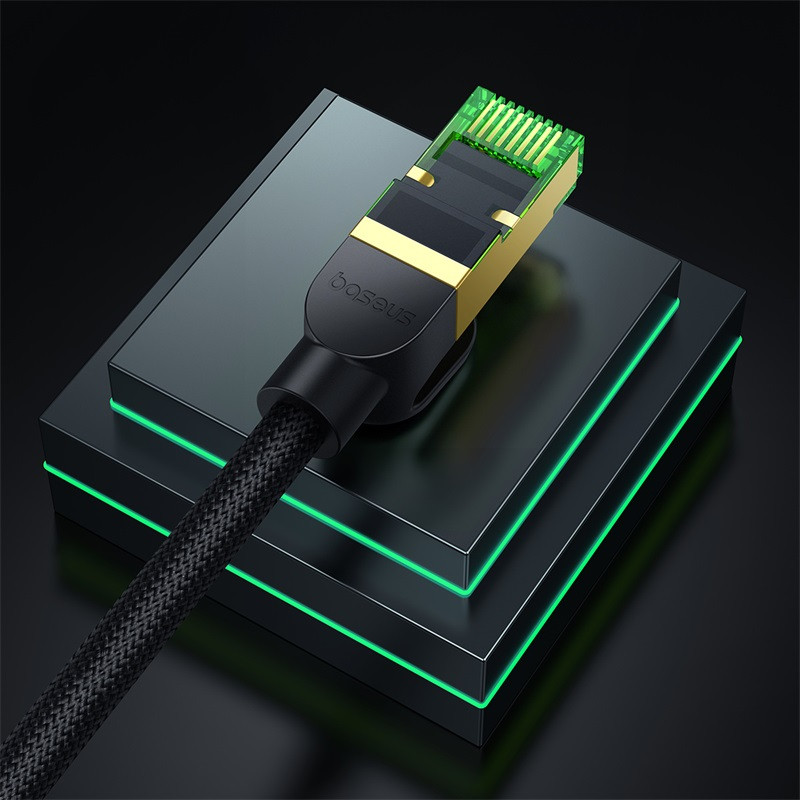 Greitas LAN RJ45 cat.8 40Gbps pintas tinklo kabelis 10m juodas