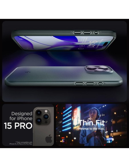 
Apsauginis dėklas iPhone 15 Pro Thin Fit žalias
