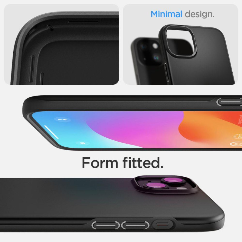 Apsauginis dėklas iPhone 15 Plus Thin Fit, juodas