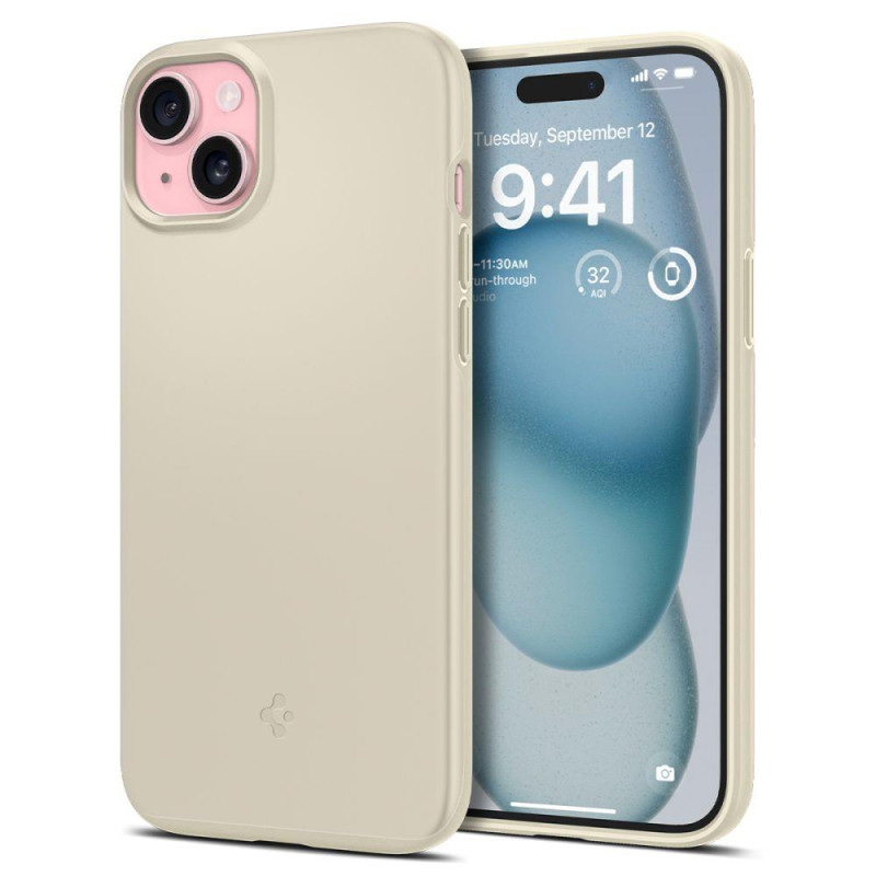 
Apsauginis dėklas iPhone 15 Thin Fit, smėlio spalvos
