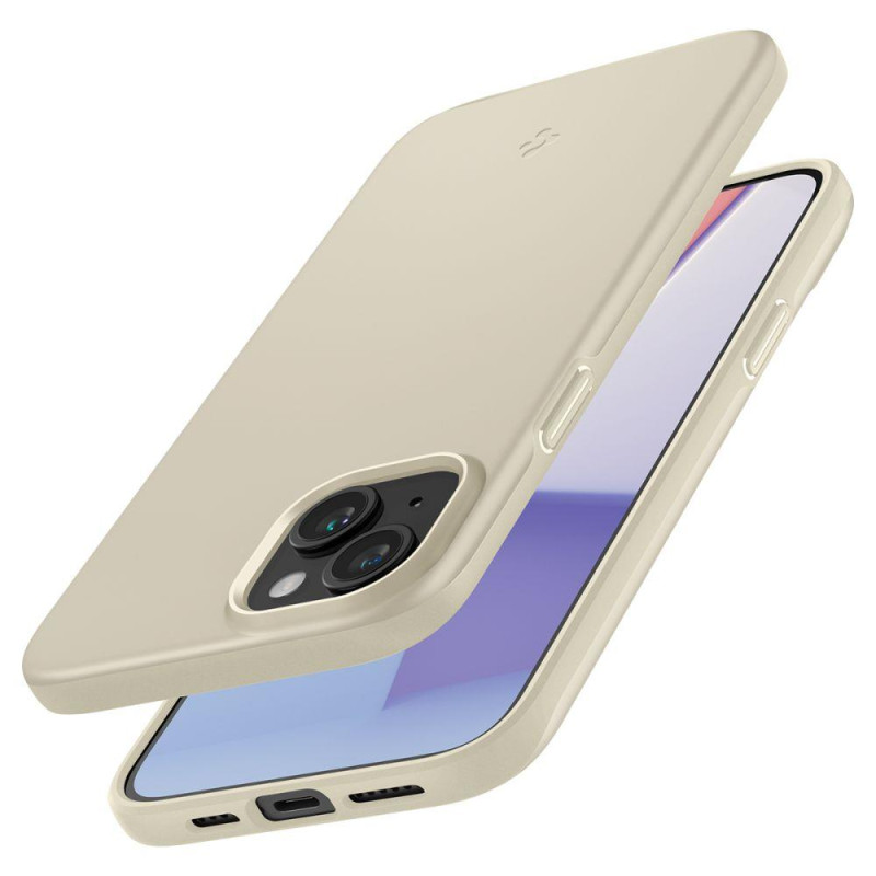 Apsauginis dėklas iPhone 15 Thin Fit, smėlio spalvos