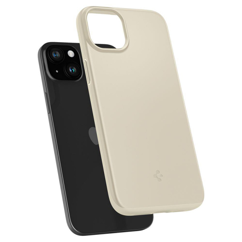 Apsauginis dėklas iPhone 15 Thin Fit, smėlio spalvos